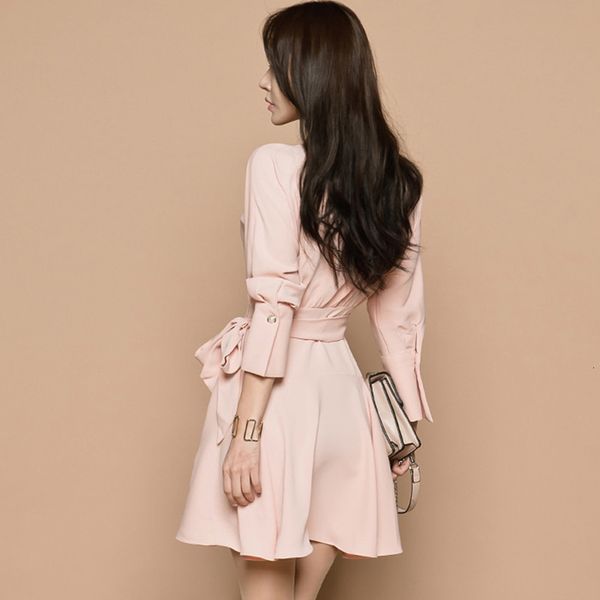dresses 2021 pink lace-up spring es women's vintage casual elegant korean slim simple work office vestidos, Black;gray
dresses 2021 pink lace-up spring es women's vintage casual elegant korean slim simple work office vestidos, Black;gray