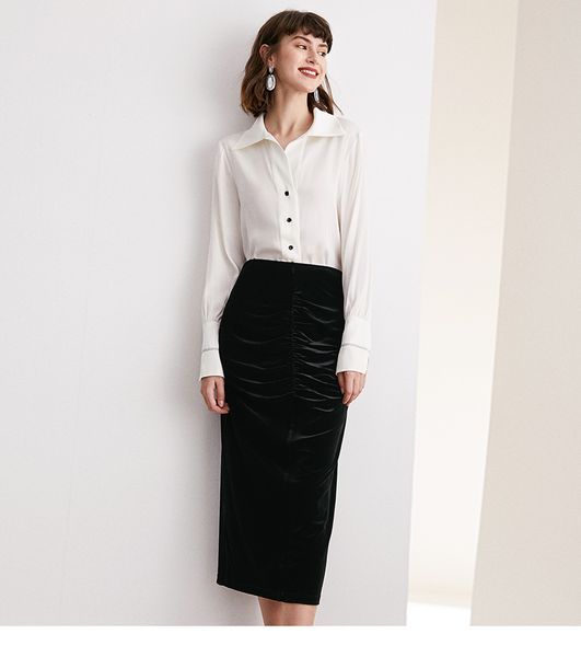 Autumn 2019 new women's Lapel fashion straight Strapless shirt single breasted silk bottoming top T200702, White
Autumn 2019 new women's Lapel fashion straight Strapless shirt single breasted silk bottoming top T200702, White