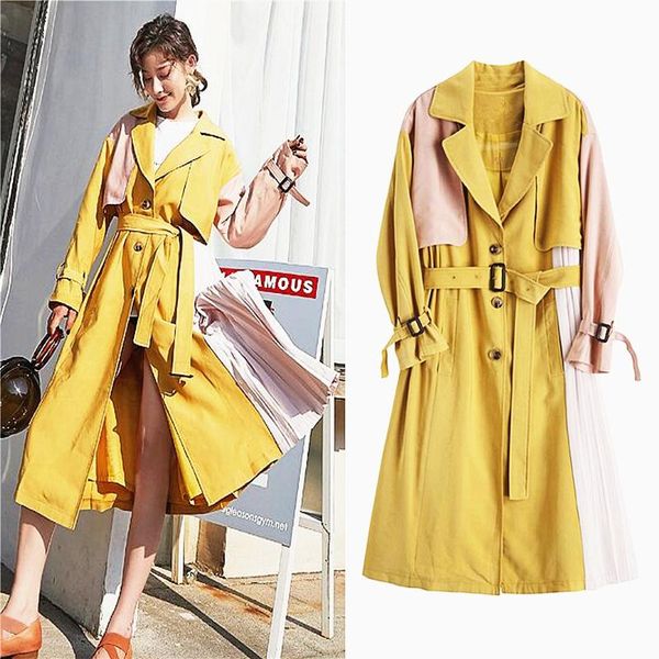women's trench coats runway designer autumn style coat for women chic patchwork medium length clothes sl587, Tan;black
women's trench coats runway designer autumn style coat for women chic patchwork medium length clothes sl587, Tan;black