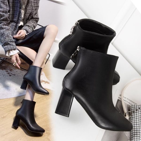 square head fashion boots women's autumn spring 2021 thick heel high heels back zipper women versatile, Black
square head fashion boots women's autumn spring 2021 thick heel high heels back zipper women versatile, Black