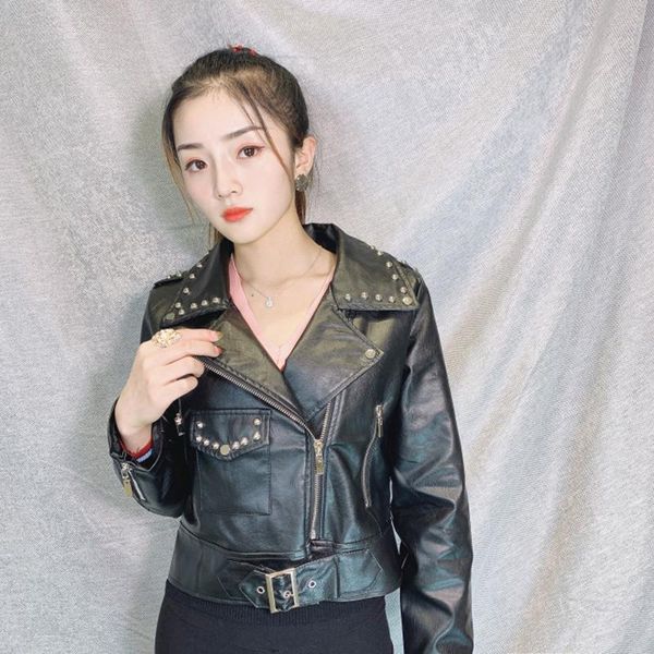 women's leather & faux manual rivet black short pu jacket spring autumn 2021 slim lapel biker long sleeve casual streetwear
women's leather & faux manual rivet black short pu jacket spring autumn 2021 slim lapel biker long sleeve casual streetwear