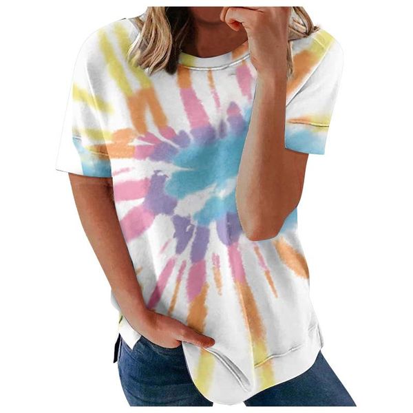 women's t shirt tie-dye gradient round neck plus size pullover short sleeve t-shirt summer harajuku kawaii, White
women's t shirt tie-dye gradient round neck plus size pullover short sleeve t-shirt summer harajuku kawaii, White