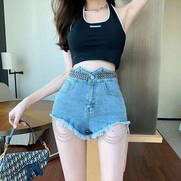 summer hip trim pants womens jean cargo heavy work rivet chain hair edge high waisted denim shorts women short, Blue
summer hip trim pants womens jean cargo heavy work rivet chain hair edge high waisted denim shorts women short, Blue