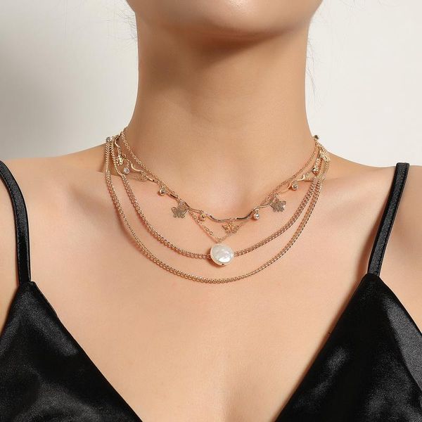 pendant necklaces punk hiphop multilayer chains butterfly pearl necklace vintage rhinestone geometric colar jewelry women gift, Silver
pendant necklaces punk hiphop multilayer chains butterfly pearl necklace vintage rhinestone geometric colar jewelry women gift, Silver