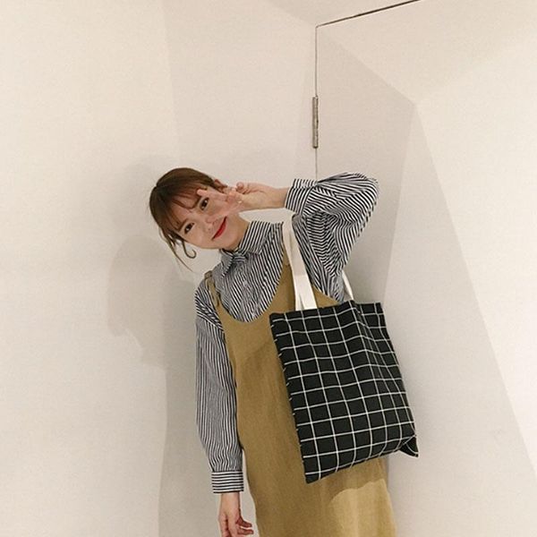 shopping bags canvas tote bag handmade plaid cotton school books trip women shoulder
shopping bags canvas tote bag handmade plaid cotton school books trip women shoulder