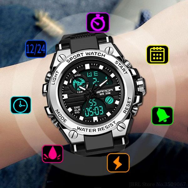 wristwatches sanda sport watch men watches digital led electronic wristwatch army male wrist for clock hodinky reloge, Slivery;brown
wristwatches sanda sport watch men watches digital led electronic wristwatch army male wrist for clock hodinky reloge, Slivery;brown