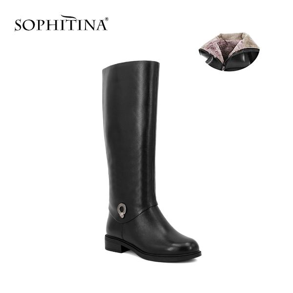 sophitina wool fur knee-high winter boots solid genuine leather boots low heels classic office shoes women b29 210513, Black
sophitina wool fur knee-high winter boots solid genuine leather boots low heels classic office shoes women b29 210513, Black