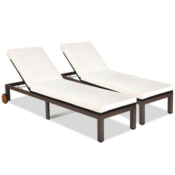 camp furniture 2pcs patio rattan lounge chair chaise recliner back adjustable cushioned w/wheels 2*hw63222
camp furniture 2pcs patio rattan lounge chair chaise recliner back adjustable cushioned w/wheels 2*hw63222