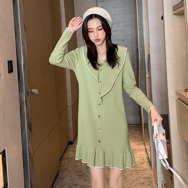 casual dresses women cute sweater dress ruffles v-neck with single-breasted straight loose japanese korean style knitted mini, Black;gray
casual dresses women cute sweater dress ruffles v-neck with single-breasted straight loose japanese korean style knitted mini, Black;gray