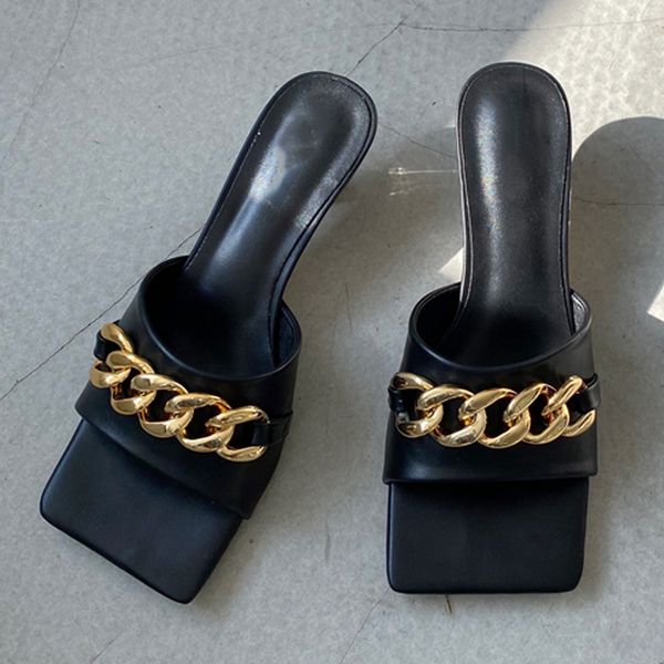 2021 new women slippers fashion thin high heels sandals slippers woman shoes chain square toe heel slides female slippers shoes, Black
2021 new women slippers fashion thin high heels sandals slippers woman shoes chain square toe heel slides female slippers shoes, Black