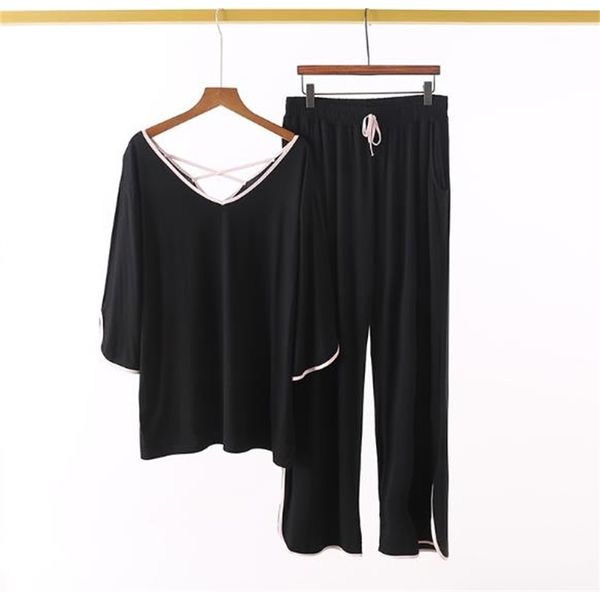 women's sleepwear loose large size pajamas for women modal cotton nightwear pijamas set v-neck backless ladies pyjamas set pijama mujer, Black;red
women's sleepwear loose large size pajamas for women modal cotton nightwear pijamas set v-neck backless ladies pyjamas set pijama mujer, Black;red