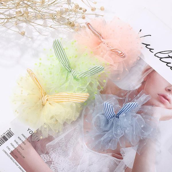girl polka dot hair clip four-color mesh yarn with striped bow cute wild headdress1
girl polka dot hair clip four-color mesh yarn with striped bow cute wild headdress1