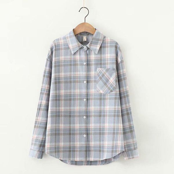 women's blouses & shirts all-match loose plaid shirt long sleeve base student tide, White
women's blouses & shirts all-match loose plaid shirt long sleeve base student tide, White
