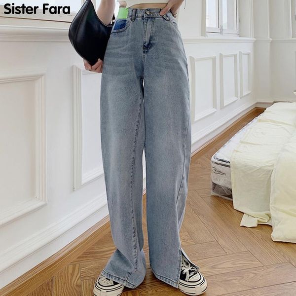 women's jeans sister fara ladies summer high waist button split women wide leg denim pants loose fashion female straight trouser, Blue
women's jeans sister fara ladies summer high waist button split women wide leg denim pants loose fashion female straight trouser, Blue