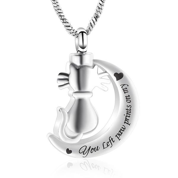 moon cat urn necklace for ashes women/men cremation jewelry stainless steel memorial holder human/pet pendant necklaces, Silver
moon cat urn necklace for ashes women/men cremation jewelry stainless steel memorial holder human/pet pendant necklaces, Silver