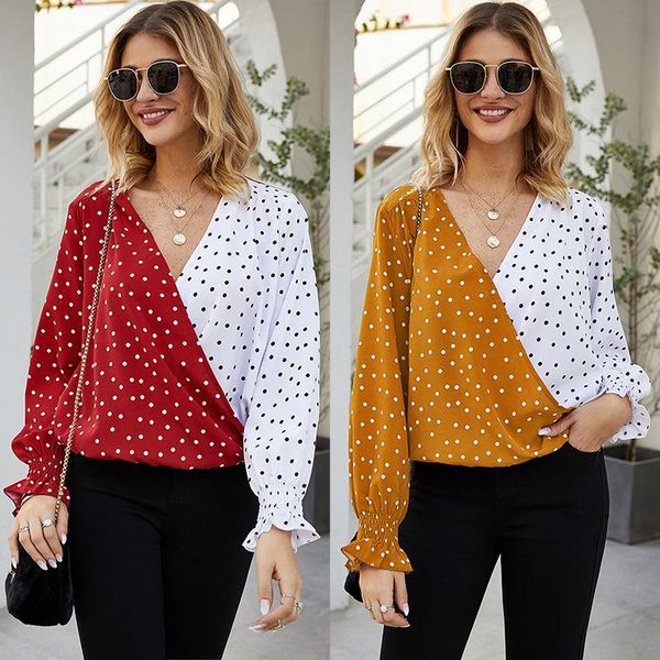 women's blouses & shirts 2021 women office lady patchwork dot print blouse casual long sleeve polka shirt and v neck slim, White
women's blouses & shirts 2021 women office lady patchwork dot print blouse casual long sleeve polka shirt and v neck slim, White