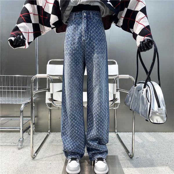 women's jeans brand original design 2021 jacquard hollow out slim casual loose pants high waist versatile wide leg trousers, Blue
women's jeans brand original design 2021 jacquard hollow out slim casual loose pants high waist versatile wide leg trousers, Blue