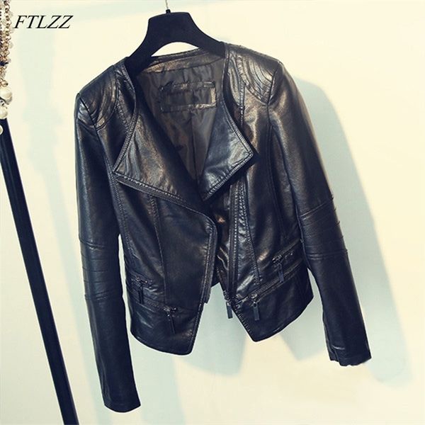 women pu leather jacket spring autumn short jackets female turn-down collar outerwear black slim faux soft coat 210430
women pu leather jacket spring autumn short jackets female turn-down collar outerwear black slim faux soft coat 210430