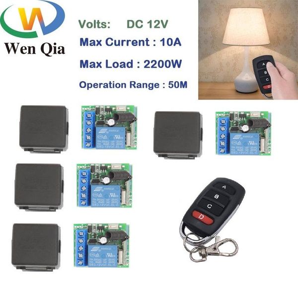 smart home control wenqia 433m universal wireless remote switch dc12v 10a 1ch 4 gangs relay and transmitter for light/signal transmission
smart home control wenqia 433m universal wireless remote switch dc12v 10a 1ch 4 gangs relay and transmitter for light/signal transmission