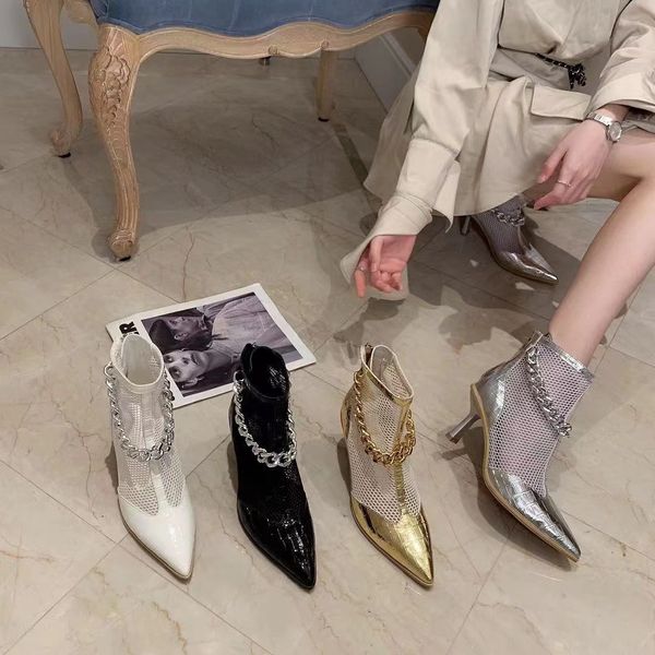 sandals summer arrivals pointed toe women boots metal chain thin high heels pumps party wedding gold silver short hx4e, Black
sandals summer arrivals pointed toe women boots metal chain thin high heels pumps party wedding gold silver short hx4e, Black
