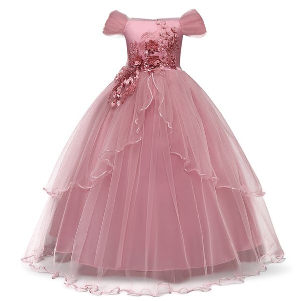 Image of Elegant Dress Evening Ball Gown Kids Princess First Communion Teenager Rose