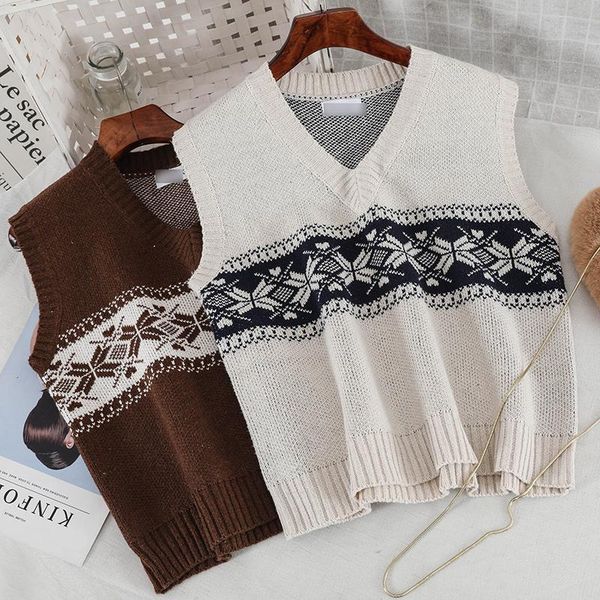 women's sweaters 2021 fashion vest sweater winter slim retro snowflake college wind knitted 2860, White;black
women's sweaters 2021 fashion vest sweater winter slim retro snowflake college wind knitted 2860, White;black