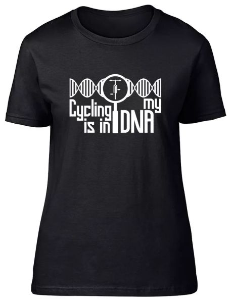 cycling is in my dna fitted womens ladies t shirt, White;black 
cycling is in my dna fitted womens ladies t shirt, White;black