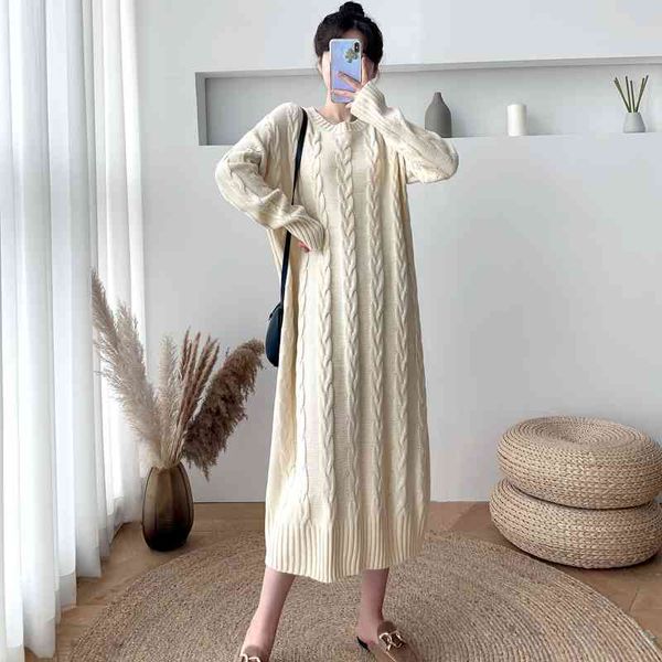 autumn and winter mid-length over the knee loose twist sweater knitted thick dress women 210514, White;black
autumn and winter mid-length over the knee loose twist sweater knitted thick dress women 210514, White;black