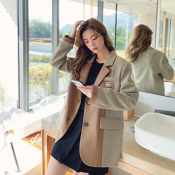 women's suits & blazers plaid casual small suit ladies spring color matching jacket, White;black
women's suits & blazers plaid casual small suit ladies spring color matching jacket, White;black