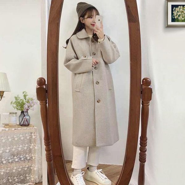 women's wool & blends winter woolen coat female hepburn wind medium long 2021 autumn and thickened gentle versatile wn*, Black
women's wool & blends winter woolen coat female hepburn wind medium long 2021 autumn and thickened gentle versatile wn*, Black