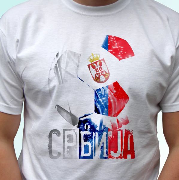 Serbia football flag white t shirt design soccer world cup top tee all sizes, White;black
Serbia football flag white t shirt design soccer world cup top tee all sizes, White;black