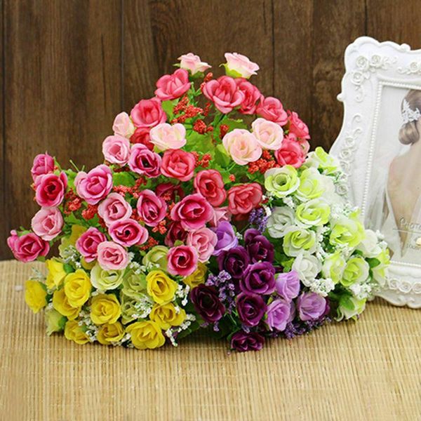 decorative flowers & wreaths 21 heads plastic artificial rose flower decor fake bridal bouquet happy gifts wedding home decoration 
decorative flowers & wreaths 21 heads plastic artificial rose flower decor fake bridal bouquet happy gifts wedding home decoration
