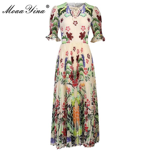 fashion runway summer dresses women flare sleeve pleated floral print elegant vacation midi dress 210524, Black;gray
fashion runway summer dresses women flare sleeve pleated floral print elegant vacation midi dress 210524, Black;gray