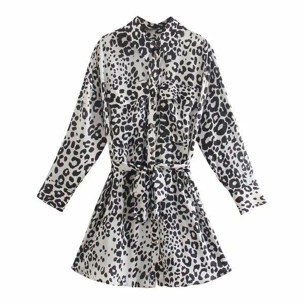 summer women leopard print double pockets mini shirt dress female nine quarter sleeve clothes casual lady loose vestido d7593 210430, Black;gray 
summer women leopard print double pockets mini shirt dress female nine quarter sleeve clothes casual lady loose vestido d7593 210430, Black;gray