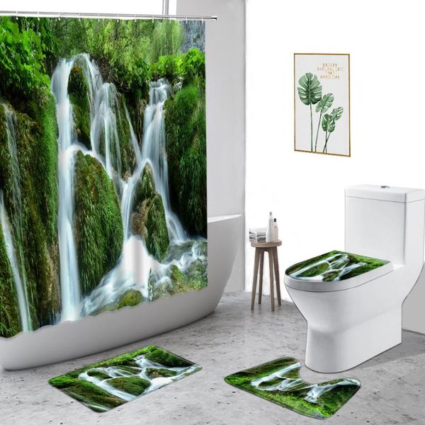 shower curtains waterfall scenery green jungle moss natural landscape bathroom decor curtain set non-slip bath mat toilet cover
shower curtains waterfall scenery green jungle moss natural landscape bathroom decor curtain set non-slip bath mat toilet cover