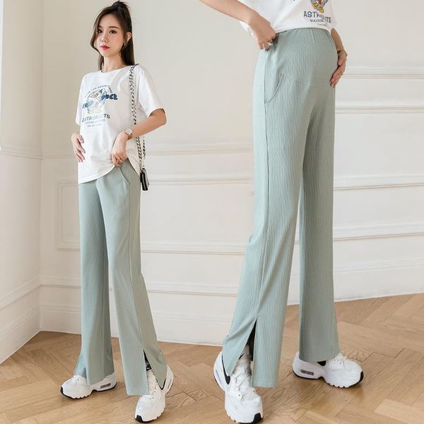 maternity bottoms 503# summer cool ice feel straight full long pants casual wide leg side splits loose belly for pregnancy women, White
maternity bottoms 503# summer cool ice feel straight full long pants casual wide leg side splits loose belly for pregnancy women, White
