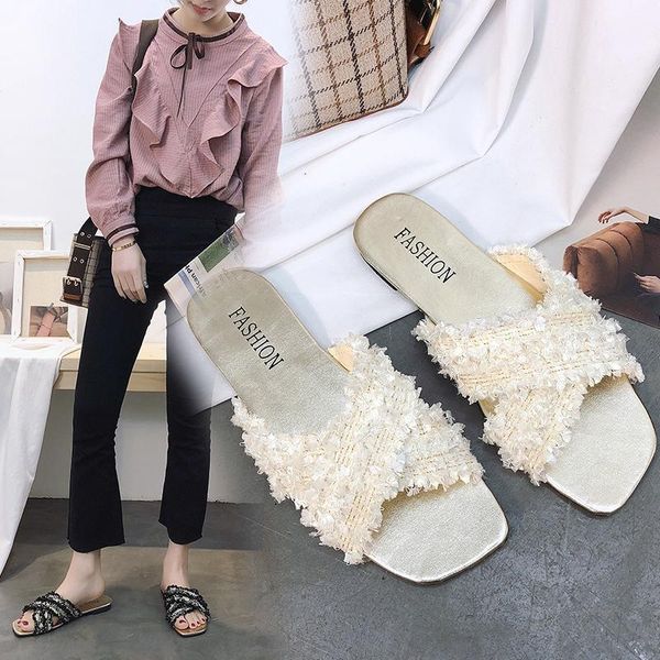 slippers 2021 summer women flip flops fashion slides open toe with pleated low flat1, Black
slippers 2021 summer women flip flops fashion slides open toe with pleated low flat1, Black