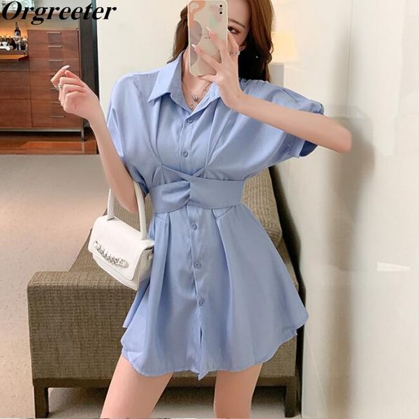 shirt dress two piece set female summer lapel short-sleeved sashes bow + casual wide leg shorts outfits 210525, White
shirt dress two piece set female summer lapel short-sleeved sashes bow + casual wide leg shorts outfits 210525, White