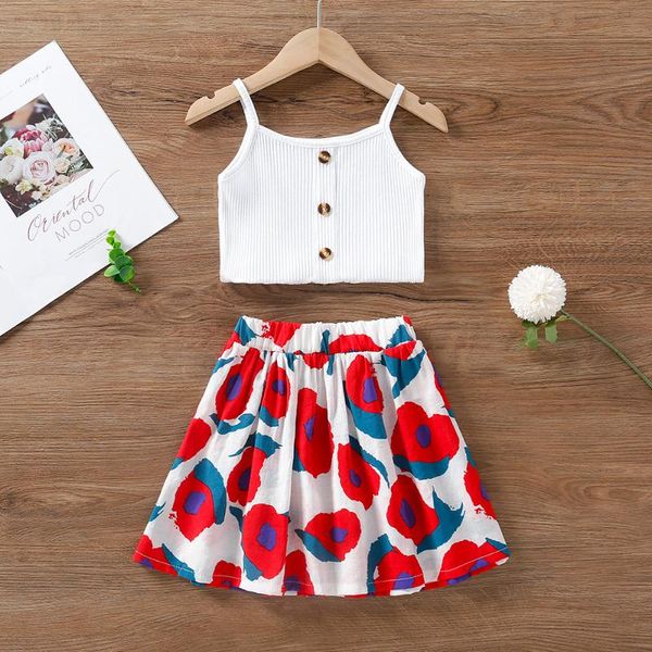 kids clothes girls 2021 summer children clothing sling + big flower skirt girl sets, White
kids clothes girls 2021 summer children clothing sling + big flower skirt girl sets, White