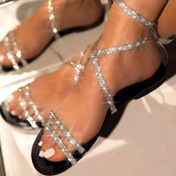 sandals pamanni female bling crystal buckle roman style women's summer sandal round toe cross-tied plus size woman flats shoes, Black
sandals pamanni female bling crystal buckle roman style women's summer sandal round toe cross-tied plus size woman flats shoes, Black