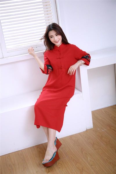 casual dresses spring folk style pure linen cheongsam patchwork plus size chi-pao chinese dress vestidos 4 colors, Black;gray
casual dresses spring folk style pure linen cheongsam patchwork plus size chi-pao chinese dress vestidos 4 colors, Black;gray