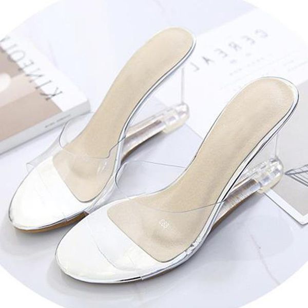 slippers women pvc transparent women's slope with summer all-match sandals high heels, Black
slippers women pvc transparent women's slope with summer all-match sandals high heels, Black