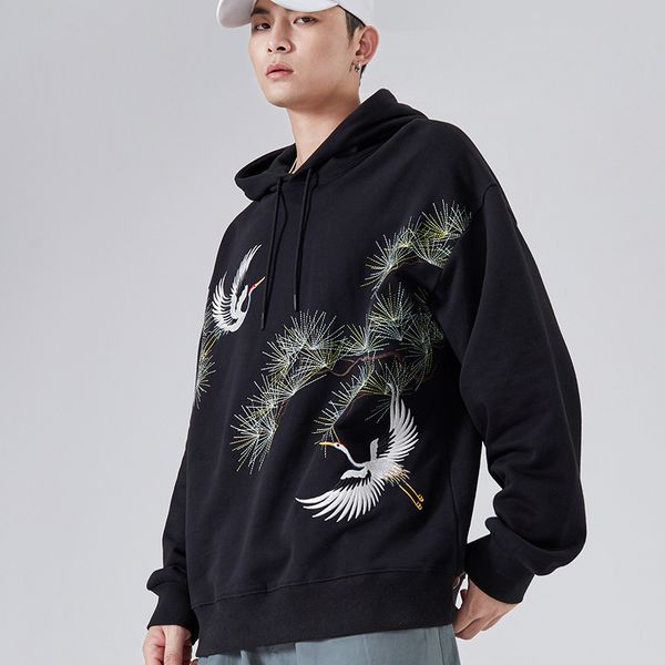 hoodies autumn and winter couple sweater male crane embroidered hoodie loose street trend national hiphop brand, Black
hoodies autumn and winter couple sweater male crane embroidered hoodie loose street trend national hiphop brand, Black