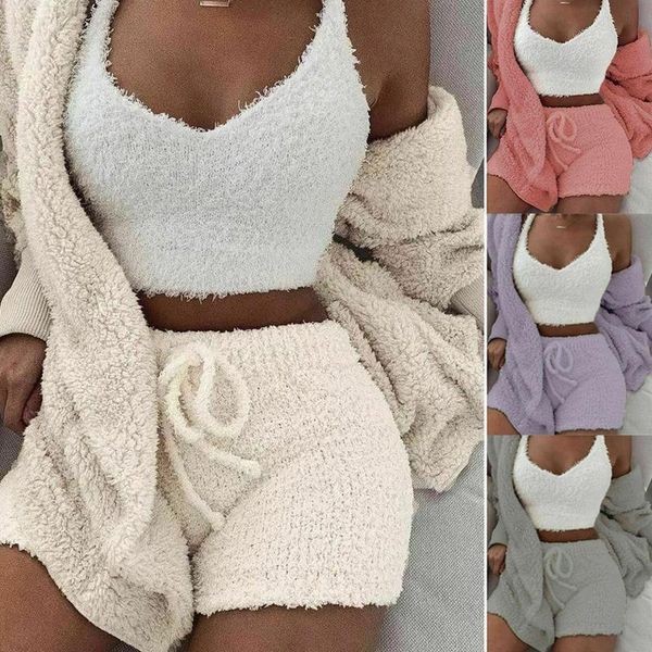two piece dress fluffy hooded long sleeves coat open front teddy shorts vest set for women winter ik88, White
two piece dress fluffy hooded long sleeves coat open front teddy shorts vest set for women winter ik88, White