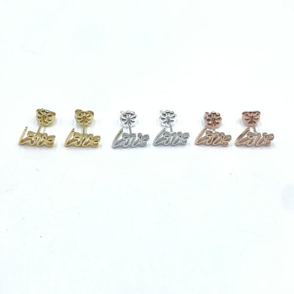 1:1 925 sterling silver classic and fashionable love english alphabet earrings, set off women's skinny jewelry gifts stud, Golden;silver 
1:1 925 sterling silver classic and fashionable love english alphabet earrings, set off women's skinny jewelry gifts stud, Golden;silver