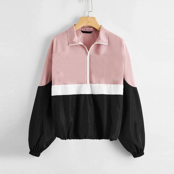 women's jackets patchwork pullovers windbreaker jacket long sleeve lapel collar zipper women basic casual coats for, Black;brown
women's jackets patchwork pullovers windbreaker jacket long sleeve lapel collar zipper women basic casual coats for, Black;brown