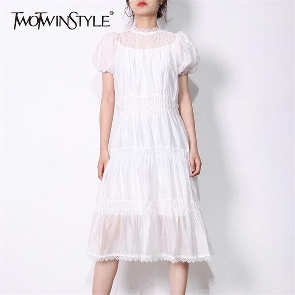 white elegant ruched slim dress for women stand collar puff short sleeve high waist midi dresses female summer 210520, Black;gray
white elegant ruched slim dress for women stand collar puff short sleeve high waist midi dresses female summer 210520, Black;gray