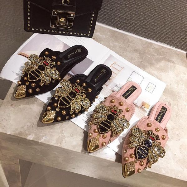 slippers women's 2021 summer rhinestone baotou flat heel women outdoor beach comfortable sandals mules pointed toe chaussures, Black
slippers women's 2021 summer rhinestone baotou flat heel women outdoor beach comfortable sandals mules pointed toe chaussures, Black