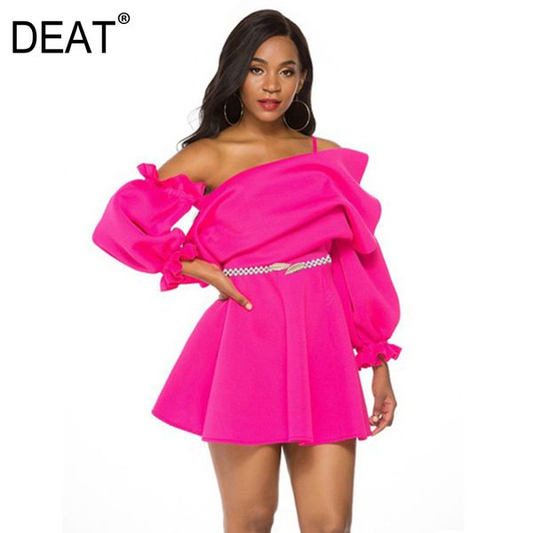 women pink high waist zipper sling dress one-shoulder long ruffles lantern sleeve loose fit fashion summer 7d0025 210421, Black;gray
women pink high waist zipper sling dress one-shoulder long ruffles lantern sleeve loose fit fashion summer 7d0025 210421, Black;gray