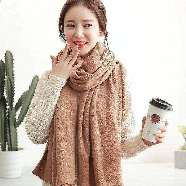 scarves fashion solid color 2021 women scarf winter long lady hijabs wraps warm, Blue;gray